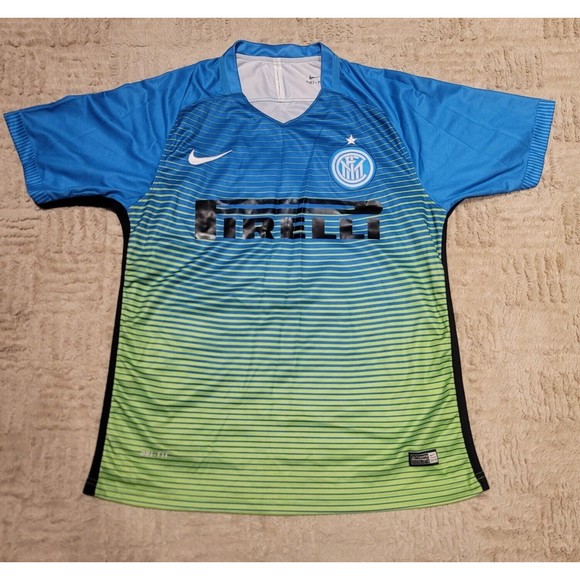 Nike Inter Milan 2016 3rd Alternate Jersey Sz L Soccer Club Futbol Blue & Neon - Picture 1 of 8